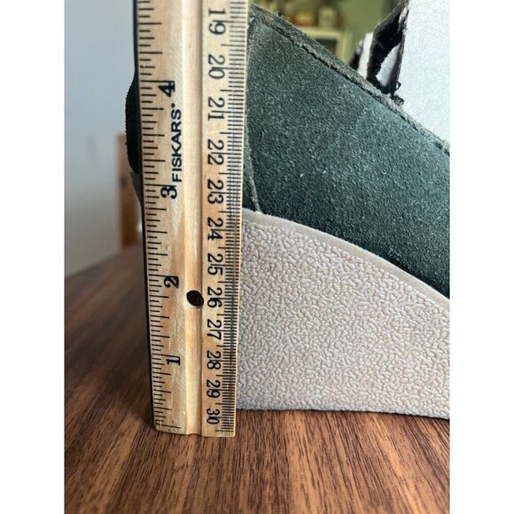 Mia Suede Wedge 10 Green Slip On Platform Boho Tassel Retro Hippie Indie Y2K 80s - Picture 9 of 14